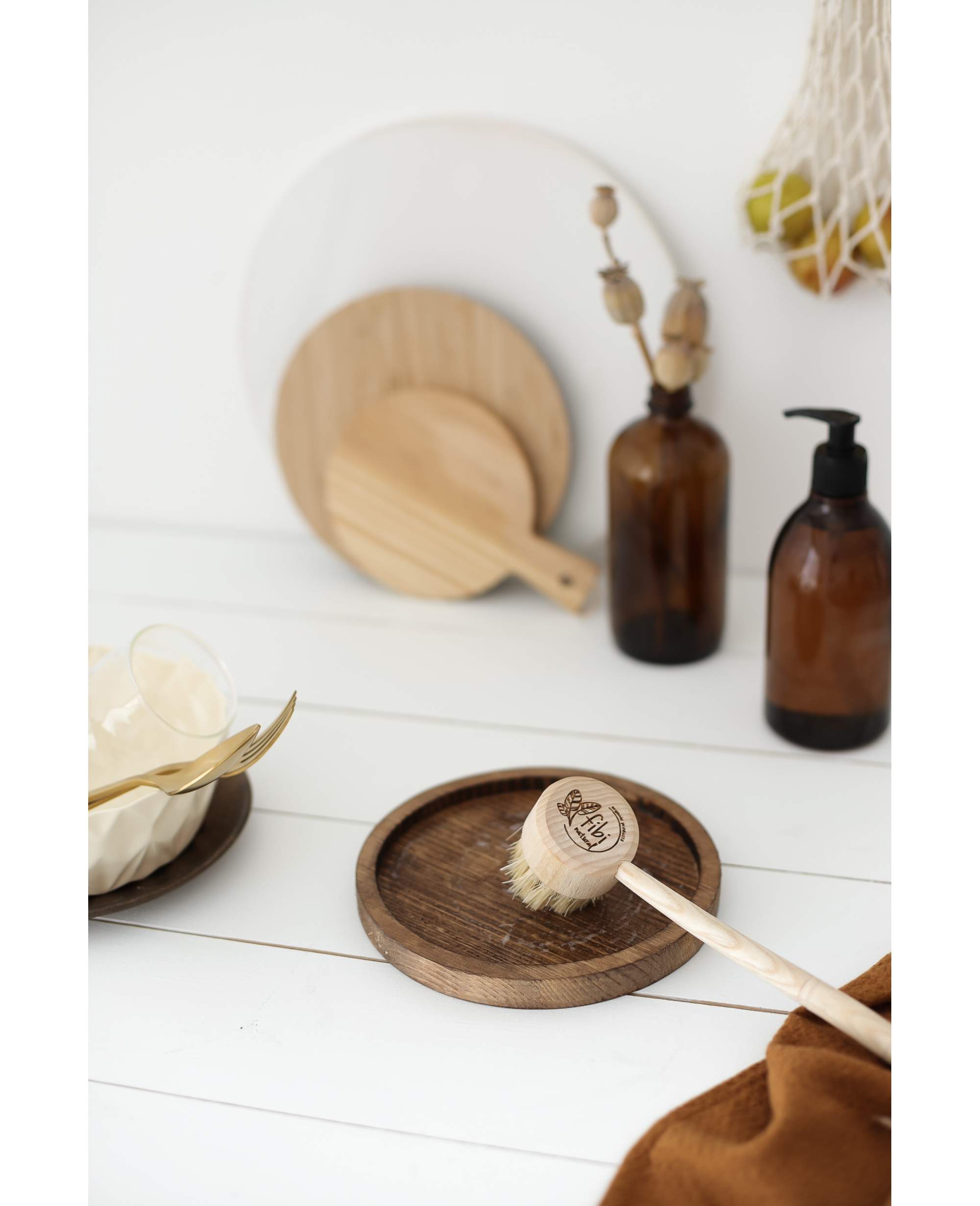Fibi Natural Ahşap Saplı Bulaşık Ve Sebze Fırçası
